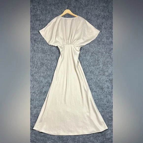 BHLDN Cream V-Neck Maxi Dress with Draped Size 2 - Picture 5 of 14